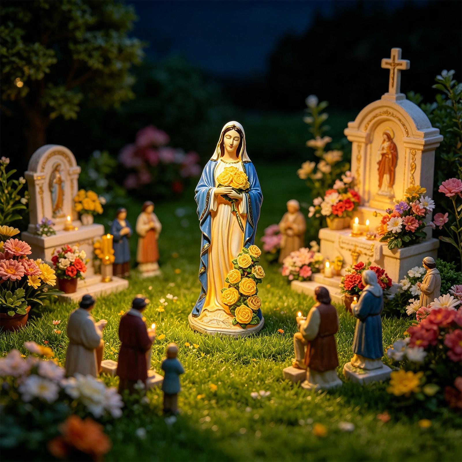 Virgin Mary Solar Statue Garde - Crafting Resin ulasan dan harga